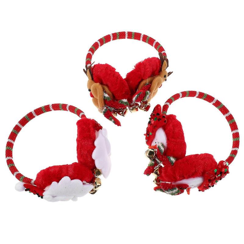 3Pcs Christmas Ear Muffs for Winter with Santa Claus and Reindeer Theme