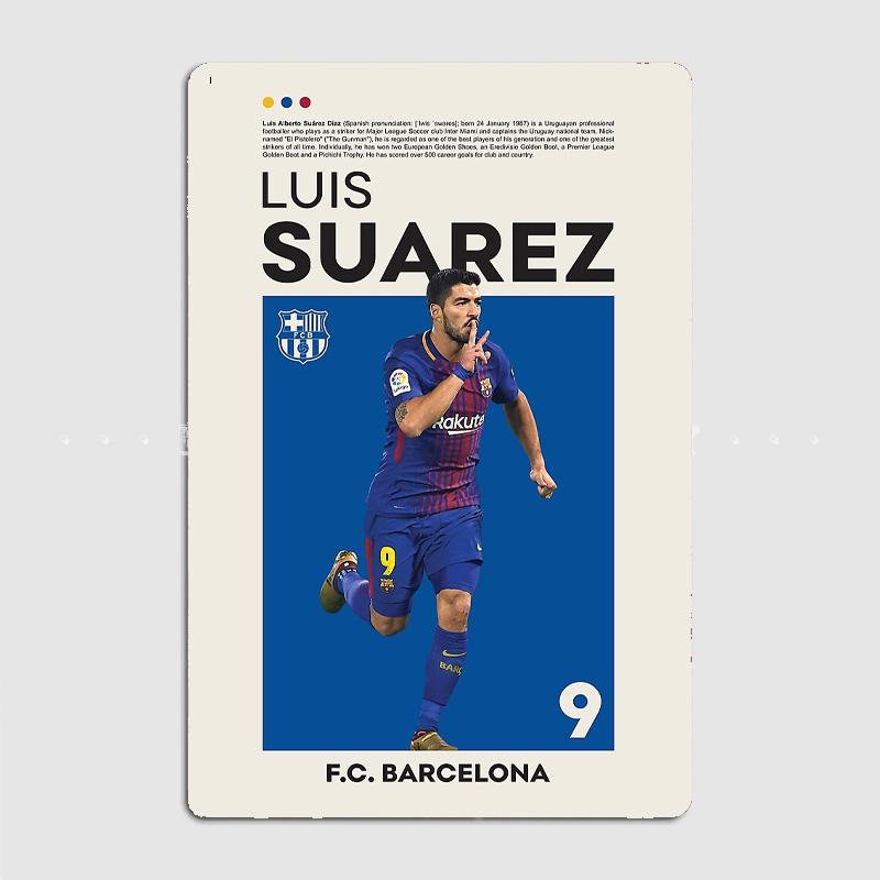 Johan Cruyff Kaka Leite Luis Suarez Xavi Giocatore di Calcio Segno Metallico Retro Poster Bar Camera da Letto Pub Parete Decorazione per la Casa Decorazione della Stanza