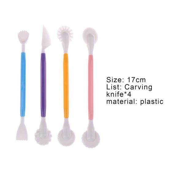 4 Stück Kuchen Schnitzmesser Doppelendiges Sicheres Plastik Entzückendes Teigschneider Set für Zuckerherstellung