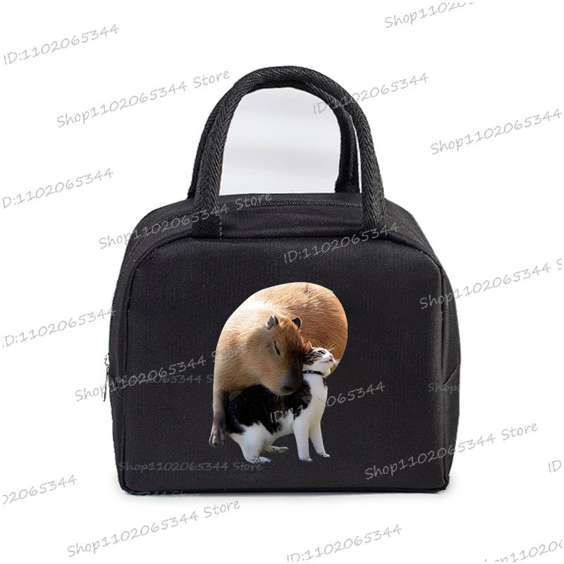 Kawaii Capybara Design Brotdose Aufbewahrungstasche Damen Cartoon Capybara Druck Tragbare Bento Taschen Tier Capybara Liebhaber Lunchtaschen