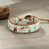 Bohemian Stone Bracelet Handmade Natural Stone Tube Beads Bangle Adjustable Unisex Boho Bracelet Gift for Him Her