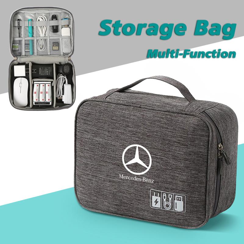 CRI1Car Logo Travel Cable Digital Electronic Storage Bag For Mercedes Benz AMG W203 W206 W220 W205 W222 W212 W201 W210 Accessories