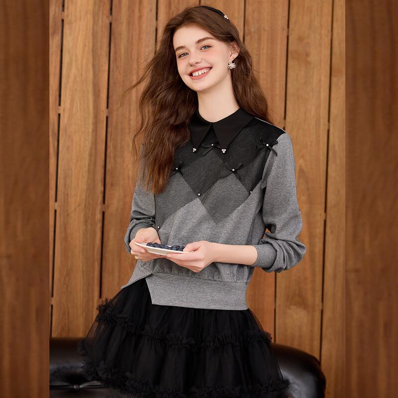 Women's Color-Block Mesh Patchwork Sweatshirt