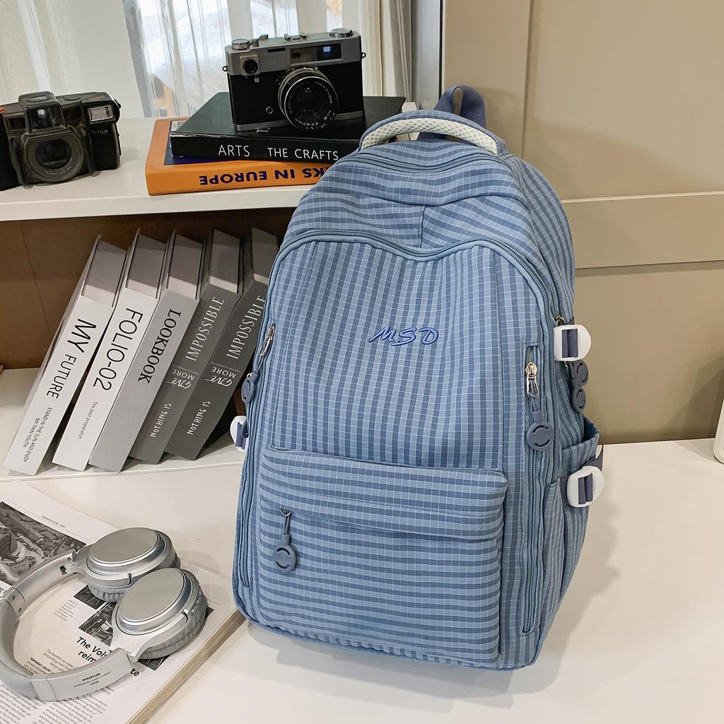 Schoolbag1011 new schoolbag men's and women's striped soft-sided backpack commuting travel versatile lightweight backpack