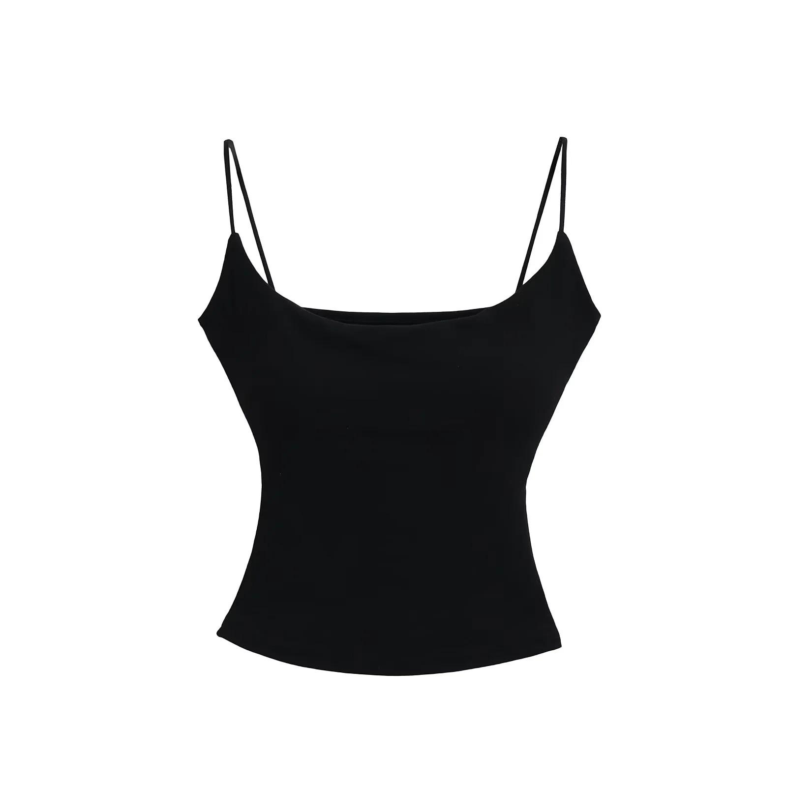 

2025 New Women s Spicy Style Elastic Band Camisole with Chest Pads - Sexy, Tight, and Backless M чёрный