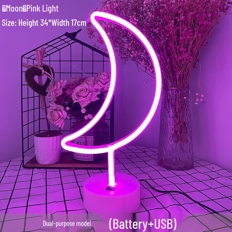 Korean Style Flamingo LED Neon Night Light - Decorative Christmas Fairy Accent with Round Base