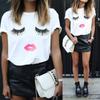 Trendy Women's Short Sleeve Graphic T-shirt With Black And White Print For Stylish Streetwear