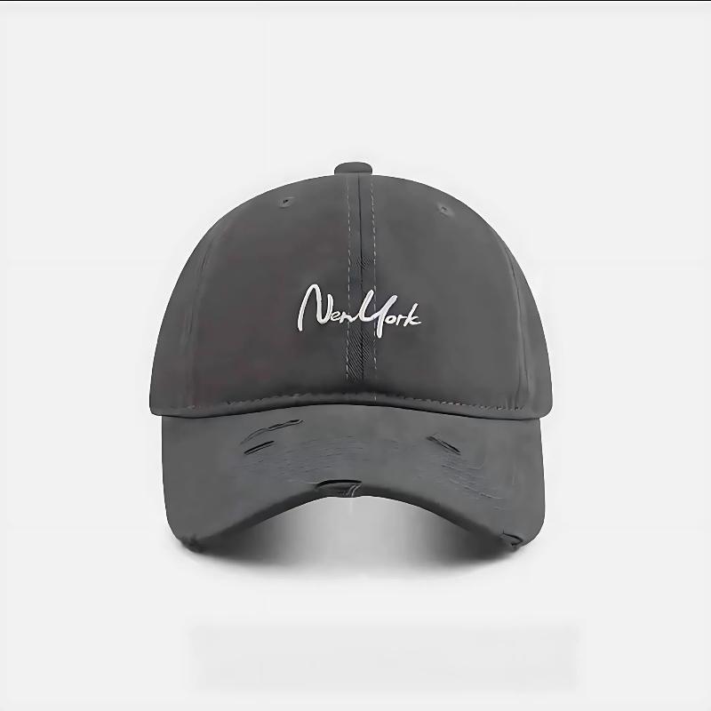 Distressed Perforated Duckbill Cap Cotton Baseball Cap Embroidery Adjustable Deep Fit Baseball Cap For Big Head Daily Hiking