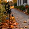 Utendørs Metallgresskar Dekor Halloween Solcelle Hagepinne Lys, Heks Månelanterne, Pinner IP44 Vanntett for Sti Gårdstomt Terrasse Dekorativ