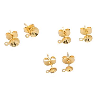 2Pcs Copper Bowl Shaped Imitation Needle Earrings Pin For DIY Jewelry Making Craft Accessories