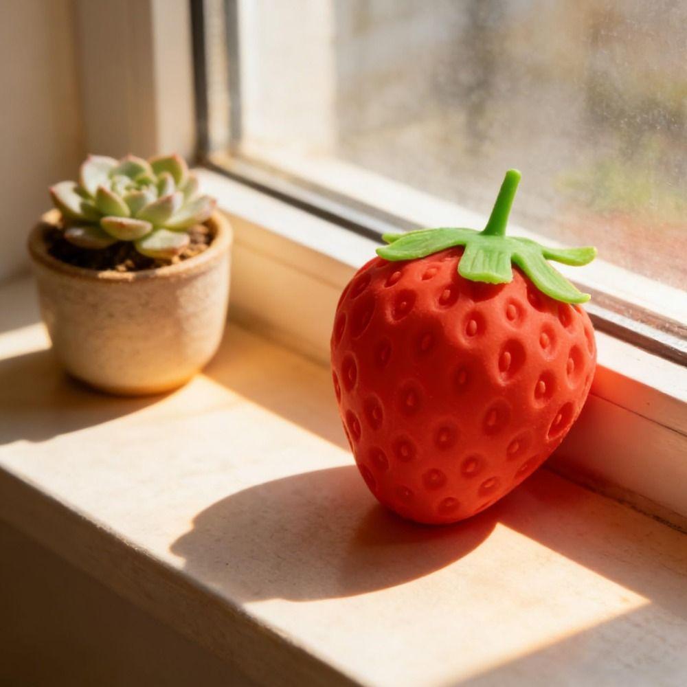 Cute Cute Shape Strawberry Squeeze Toy Soothing Texture Slow Rising Fidget Stress Ball Stress Relieving Ball Focus Improvement