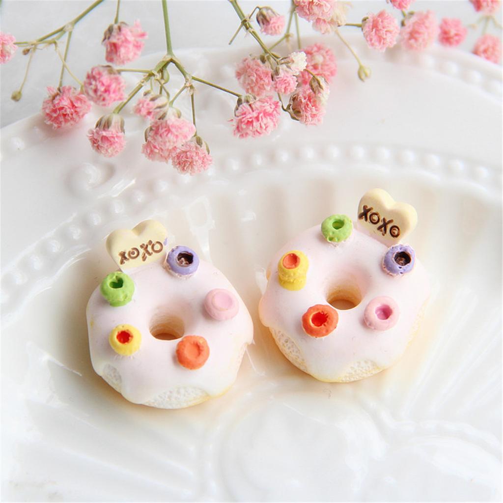 CH10 5Pcs Cartoon Polychrome Mini Donut Beads Jewelry Bulk Beads Make Bracelets DIY Pacifier Chain Jewelry Material Accessories