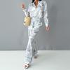 Dress Women's Fashion Suit Casual Print Lace Shirt Pantset