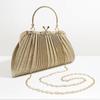 Pleated Evening Banquet Bag Large Capacity Ladies Clutch Bag Mini Shell Pattern Handbag  Women
