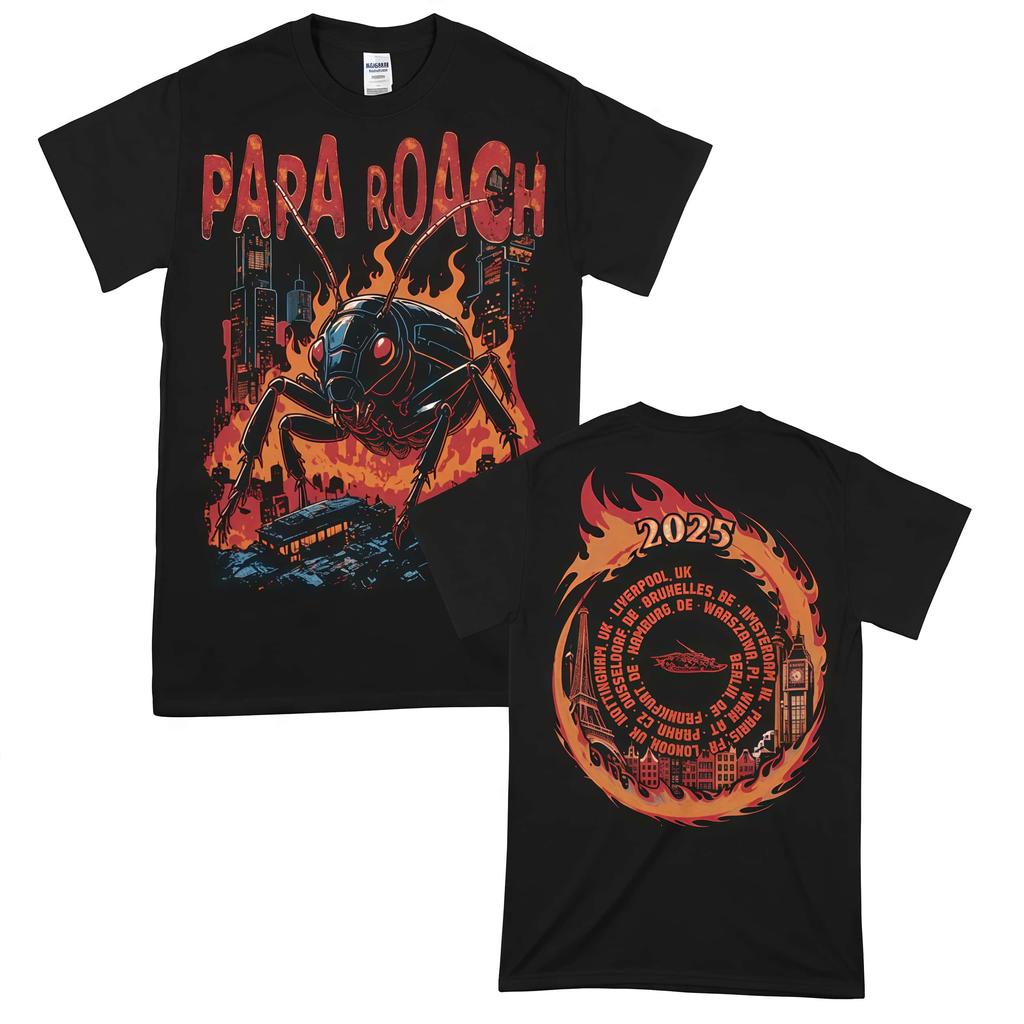 Trend Papa Roach Rise of The Roach Tour 2026 Koszulka Dwustronna Letnia Unisex Unisex 100% Bawełna Street Wear Y2K Oversize T-shirt