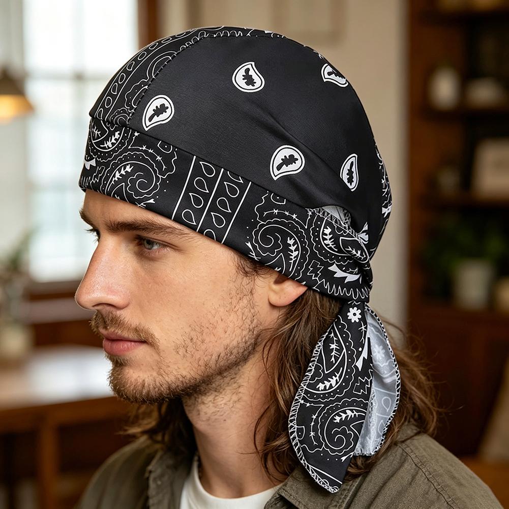 Paisley Cooling Headscarf Cap Hip-Hop Bandana-Cap With Digital Print Adjustable Tie-Back Summer Outdoor Street Dan Competition
