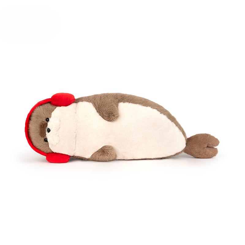 Cute Seal Plush Toy Cute Doll Sleeping On Bed Pillow Cartoon Sea Otter Doll Boy and Girl Birthday Gift