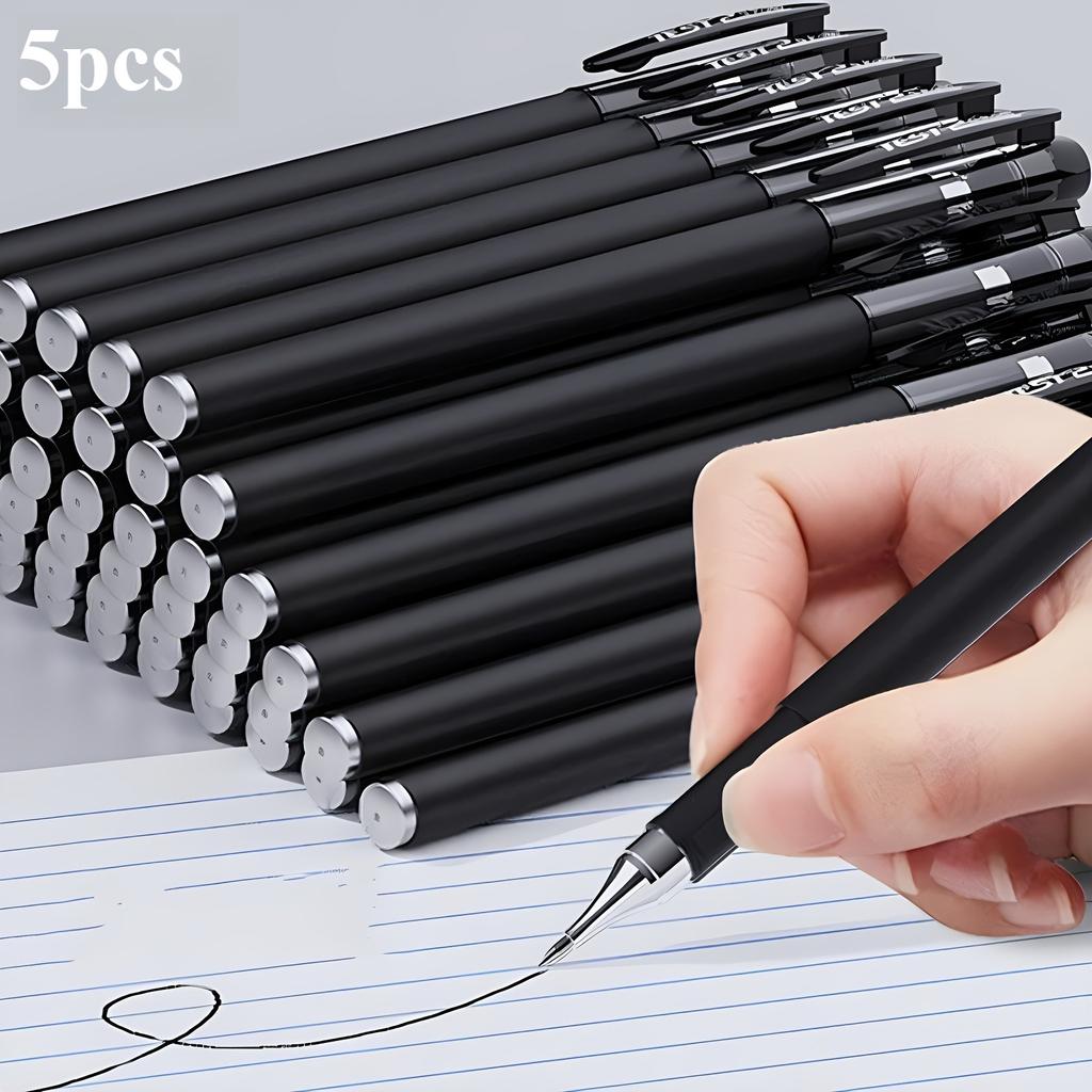 5pcs Gel Pens - 0.5mm Fine Tip, Quick-Drying, Black Ink - Office and School Essentials