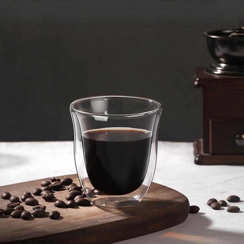 4pcs Glass Espresso Coffee Mugs Double Wall Insulated Cups Drinking Glasses for Tea,Coffee,Latte,Cafe,Milk,Clear Drinkware Mug