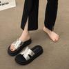Silver platform cool slippers women's summer wear new with skirt beach sandals women's versatile one-word drag