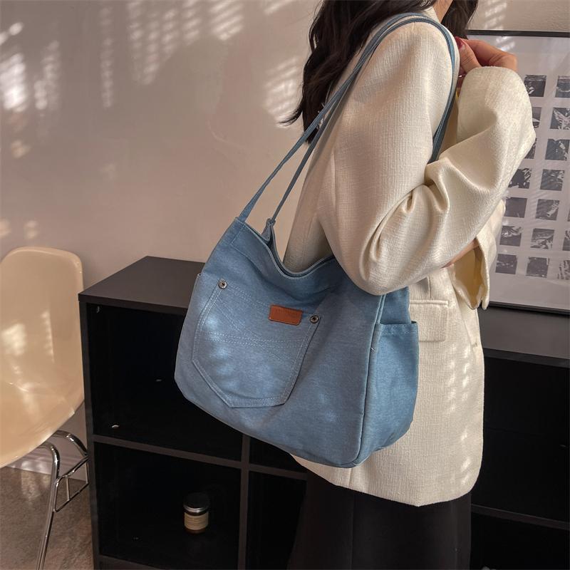 Yeni Kadın Hafif Denim Su Geçirmez Tote Çanta Seyahat Çanta Büyük Rahat Omuz Çantaları