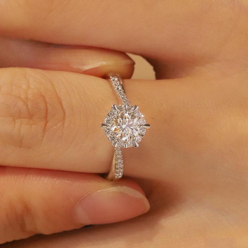 Imitation Silver Star Weave Moissanite Ring: One Carat Adjustable Twisted Arm Women's Jewelry
