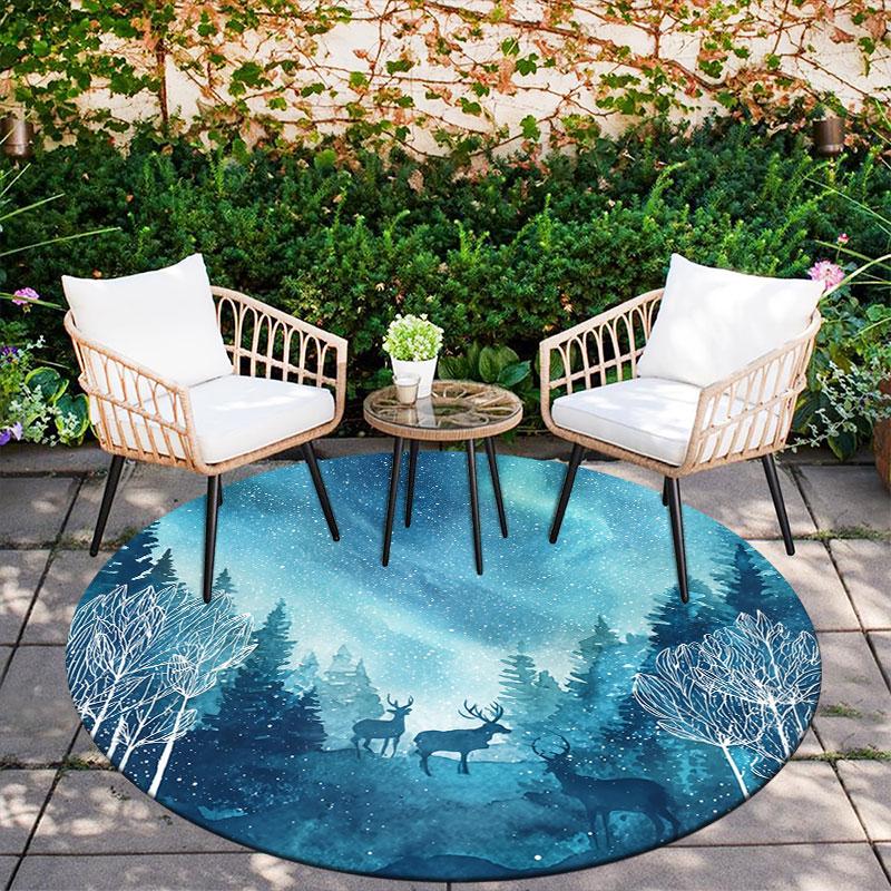 Moose pattern round rug,Carpet Rug for Living Room Bedroom Playroom ,Non-slip Floor Mat,Holiday Gifts and Birthday Gifts.