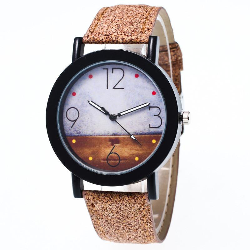 

Damenuhr Herrenuhr Vintage Armbanduhr Edelstahl Leder Armband Quarz Analog Trend Wood