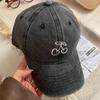Solid Color Peaked Cap Embroidered Sunscreen Sun Hat Sweet Cherry Baseball Cap  Camping