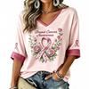 Women's V-neck anti-breast-cancer printed summer lightweight top