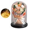 Artificial Rose Bouquet with LED Light Glass Dome Cover Eternal Flower Decoration Women Wife Girlfriend Anniversary Valentine's Day Mother's Day Gift