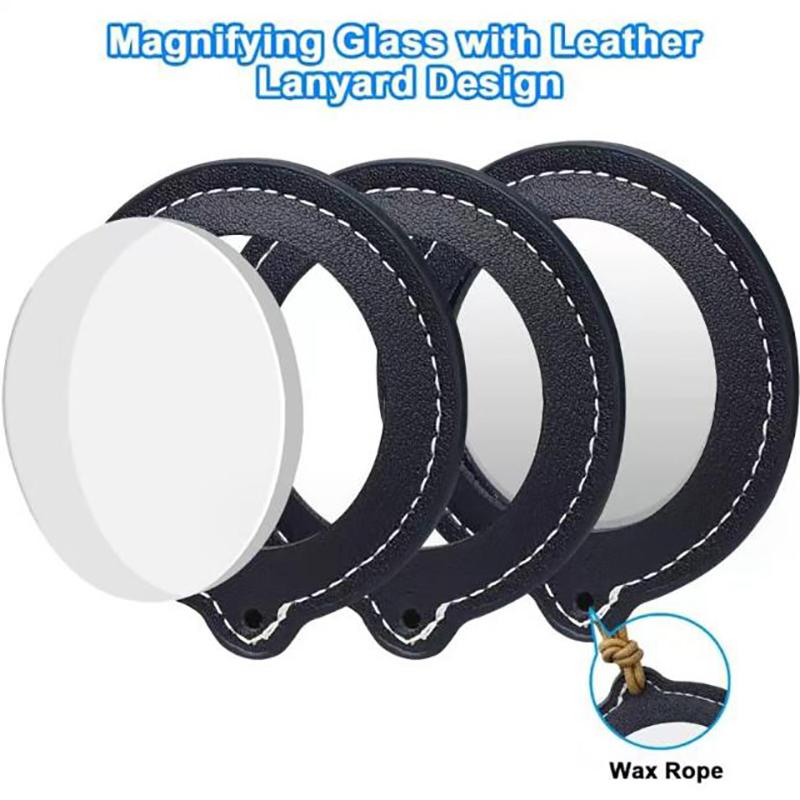 Neck Wear Mini Magnifying Glass With Leather Holder Portable Magnifier And Nature Exploration Toys For Inspection Reading Maps