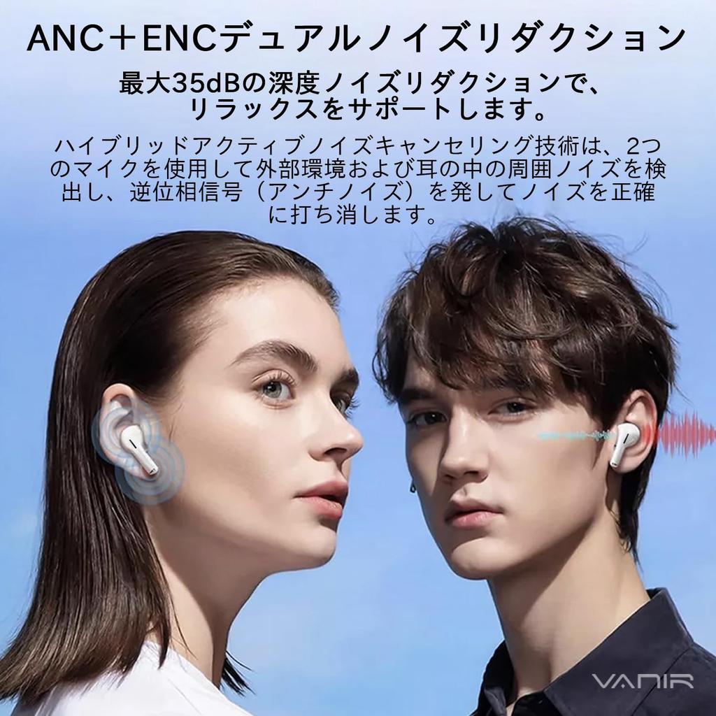 VANIR Bluetooth Wireless Earbuds for 2025 Touchscreen with Bluetooth IPX5 Noise Up To 36 Hours of Auto ENC HiFi Sound Compact and Compatible with and