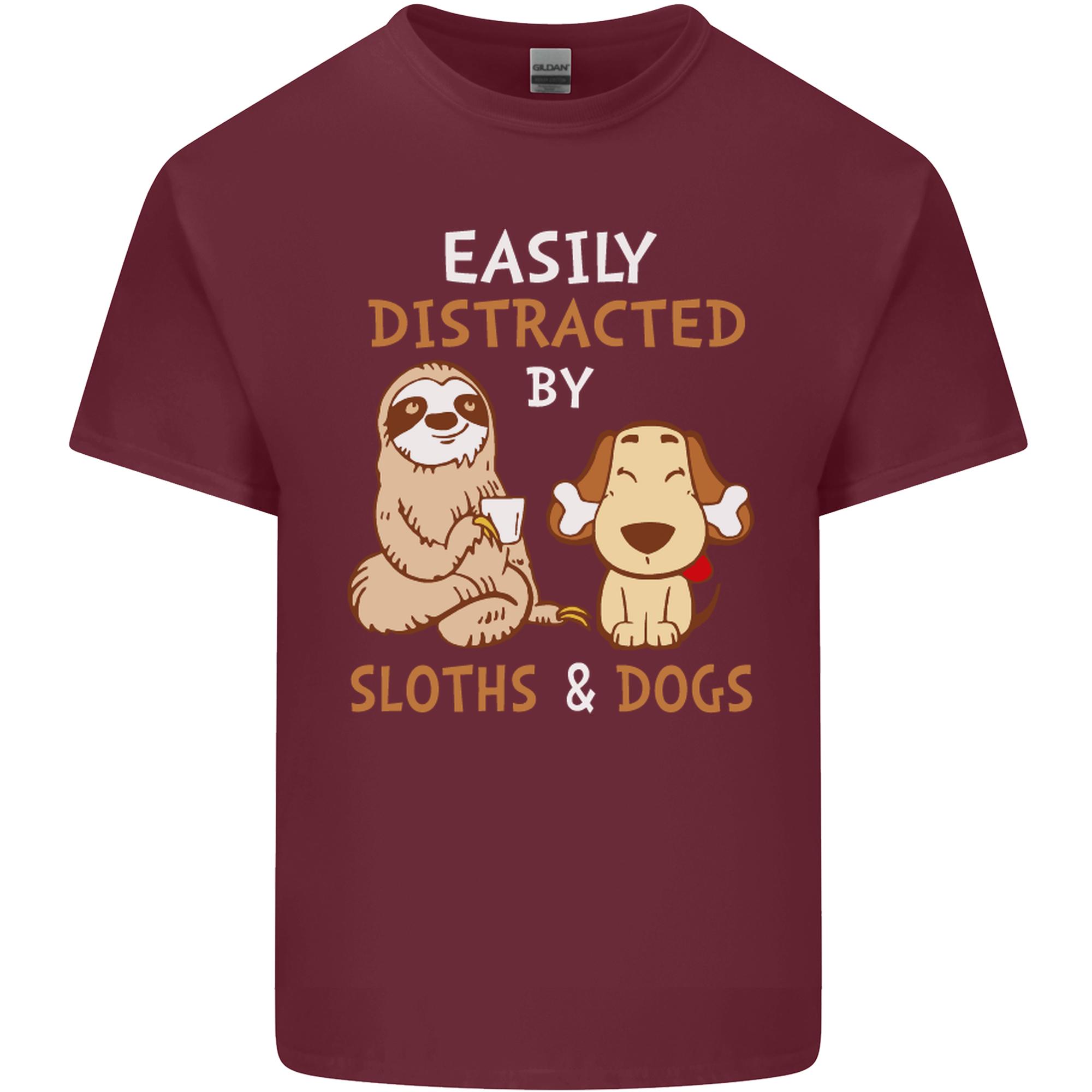 Easily Distracted Dogs Sloths Funny ADHD Unisexs Light Cotton TShirt S