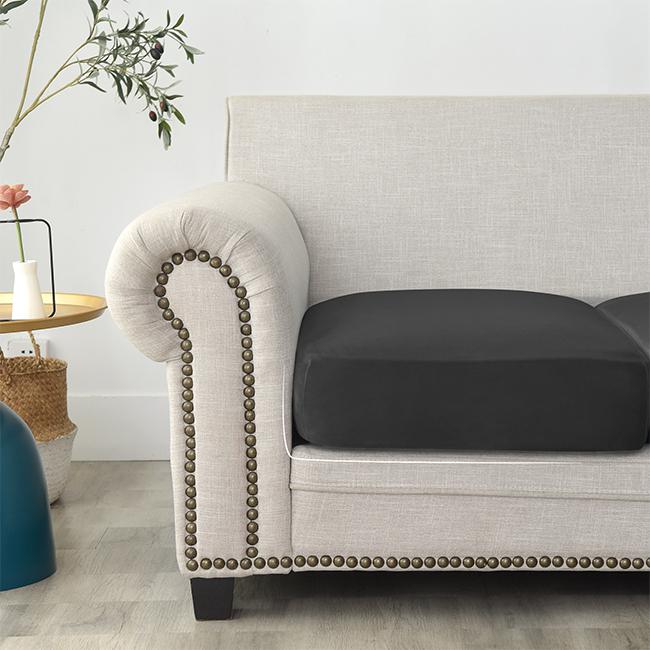 Sofa Seat Cover, Velvet, Black 50-65Cm