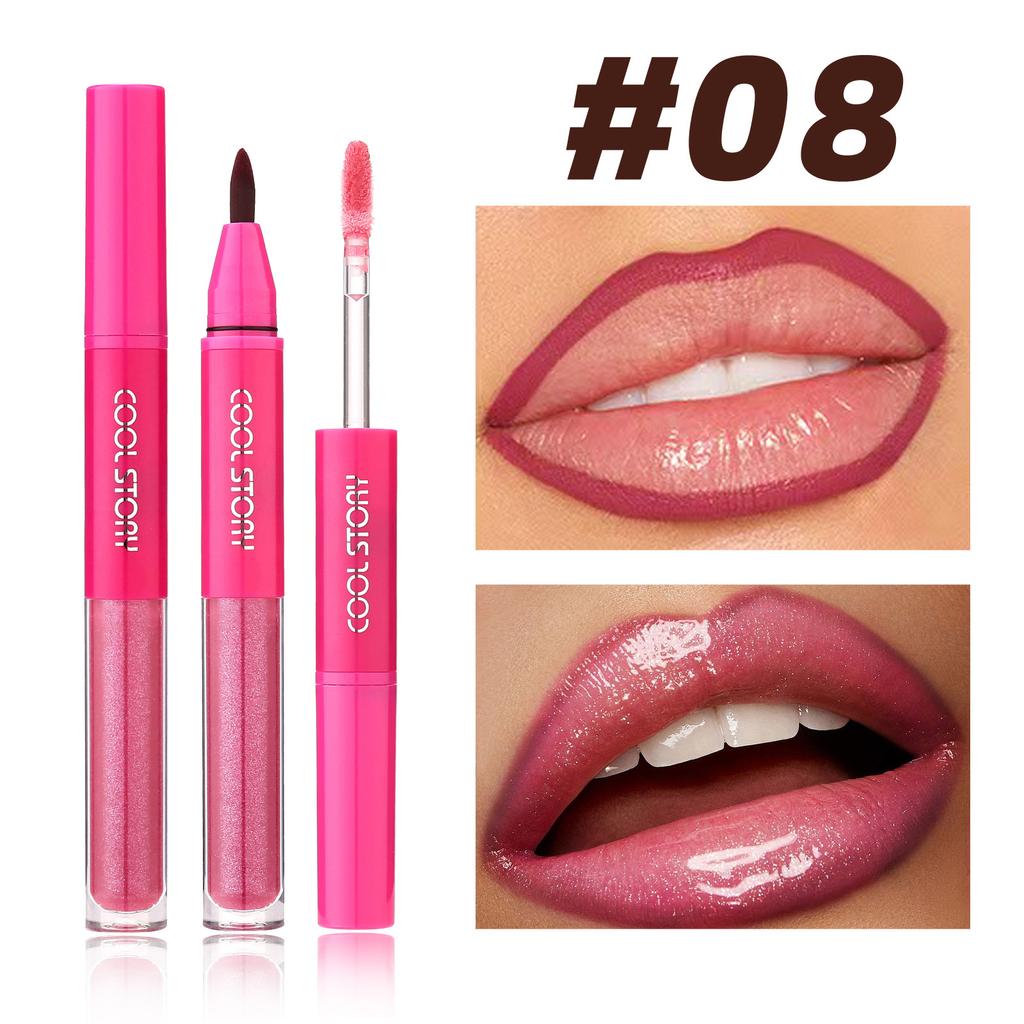 Waterproof Lip Liner & Glaze Combo Smooth Moisturizing Plumping Stain Liquid Lipstick Natural Outline Lips Contour Makeup