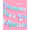 xo, Fetti Mamma Mia She's Getting Married Banner - Blue Iridescent Foil, 5 Ft. | Disco Bachelorette Decorations, 70s Backdrop, Groovy Bach Party,