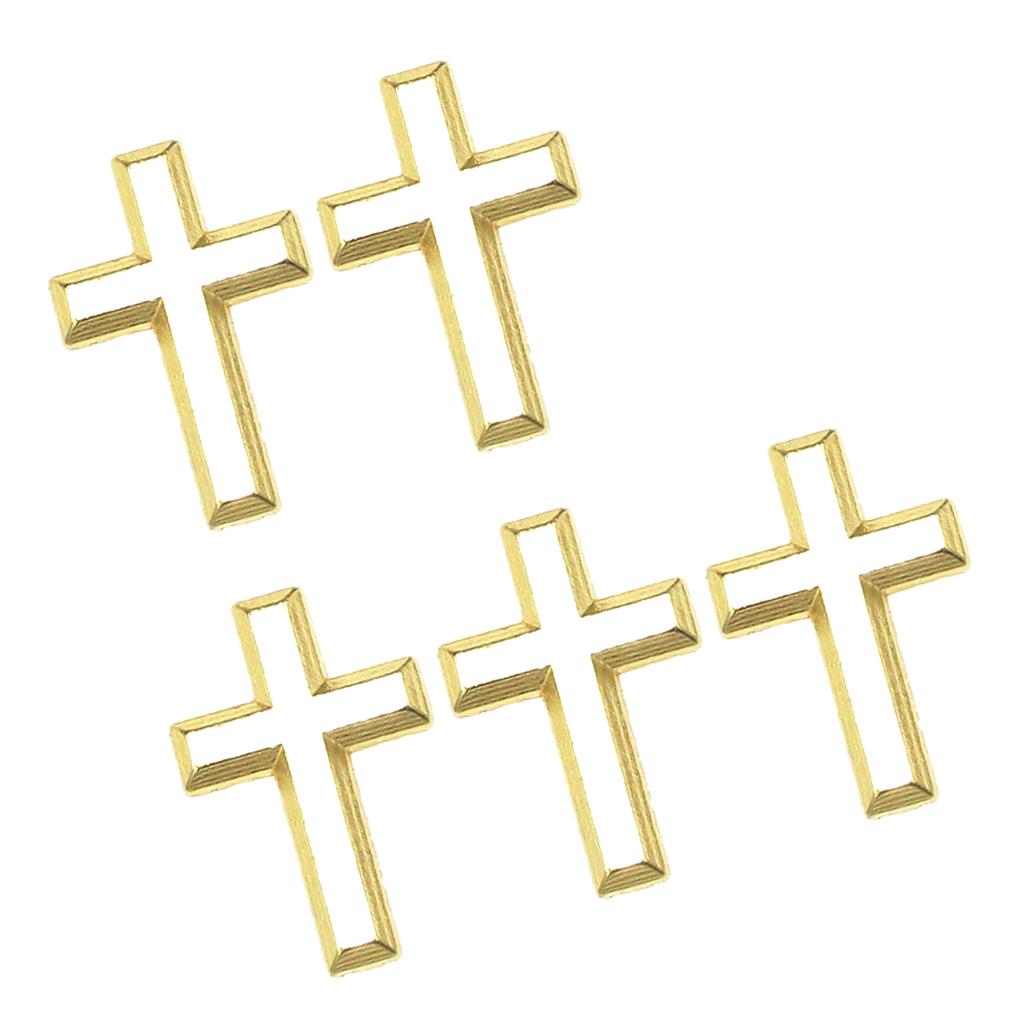 5pcs Elegant Gold Crucifix Brooch Handmade Unisex Alloy Badge Corsage Pin for Religious Event and Fashionable Outfits
