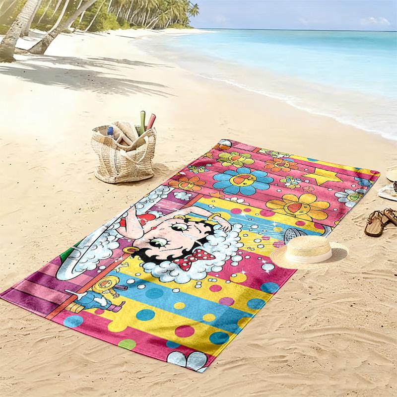 Betty Boop Print Beach Towel, Large Soft Quick Dry Towel for Beach Camping Swimming