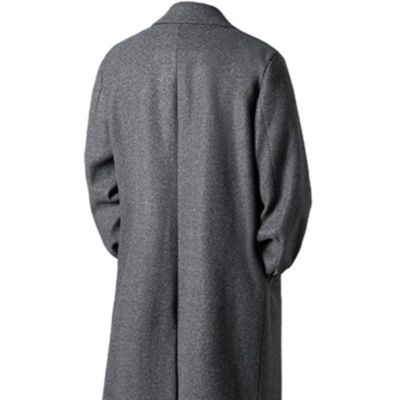 Men's Mid-Length Woolen Trench Coat - Versatile Casual British Style for Spring, Autumn, and Winter