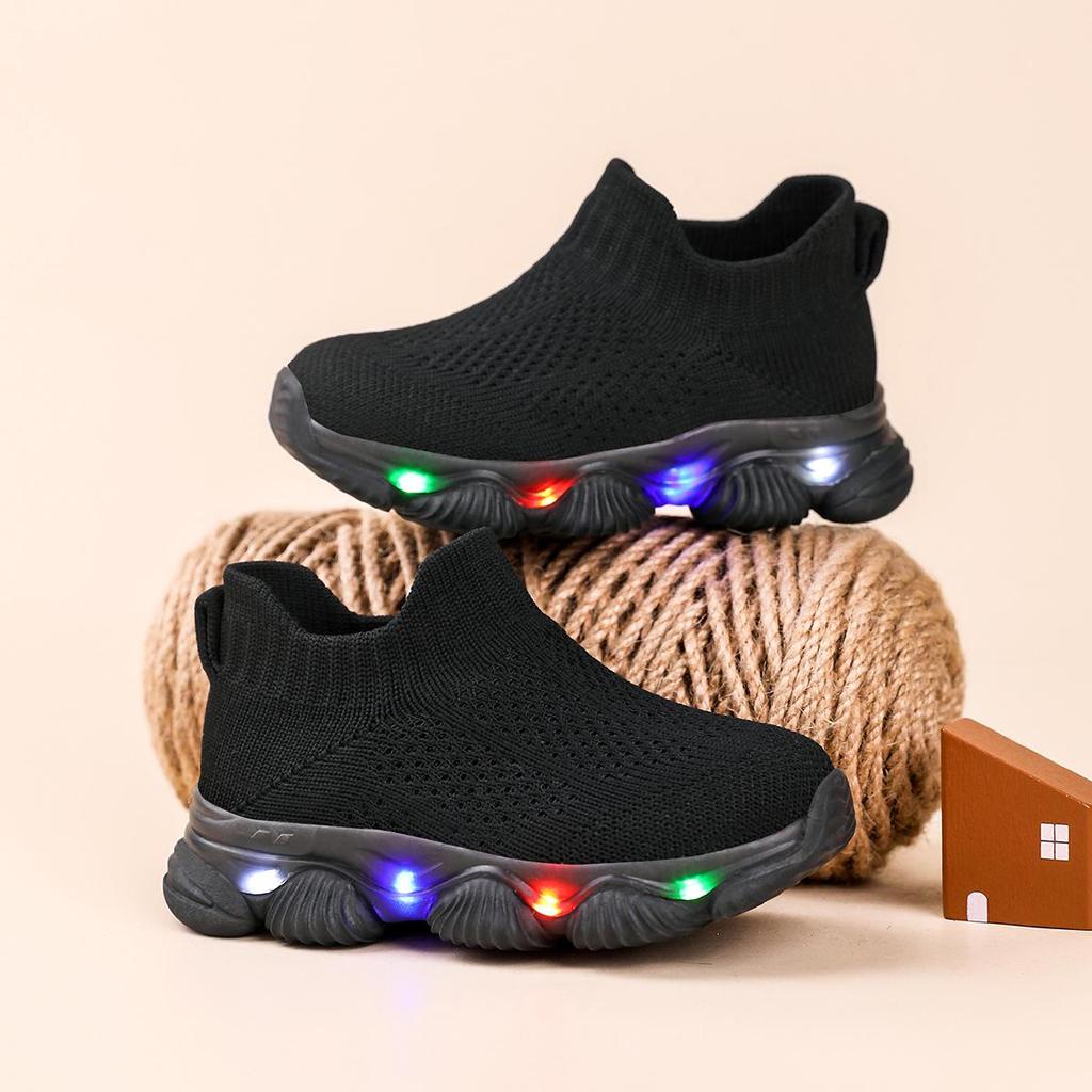 Pantofi Sport Cu Lumini pentru Copii, Tricotați Fly-Knit - Ultra-Ușori, Respirabili, Talpă Moale pentru Copii Mici