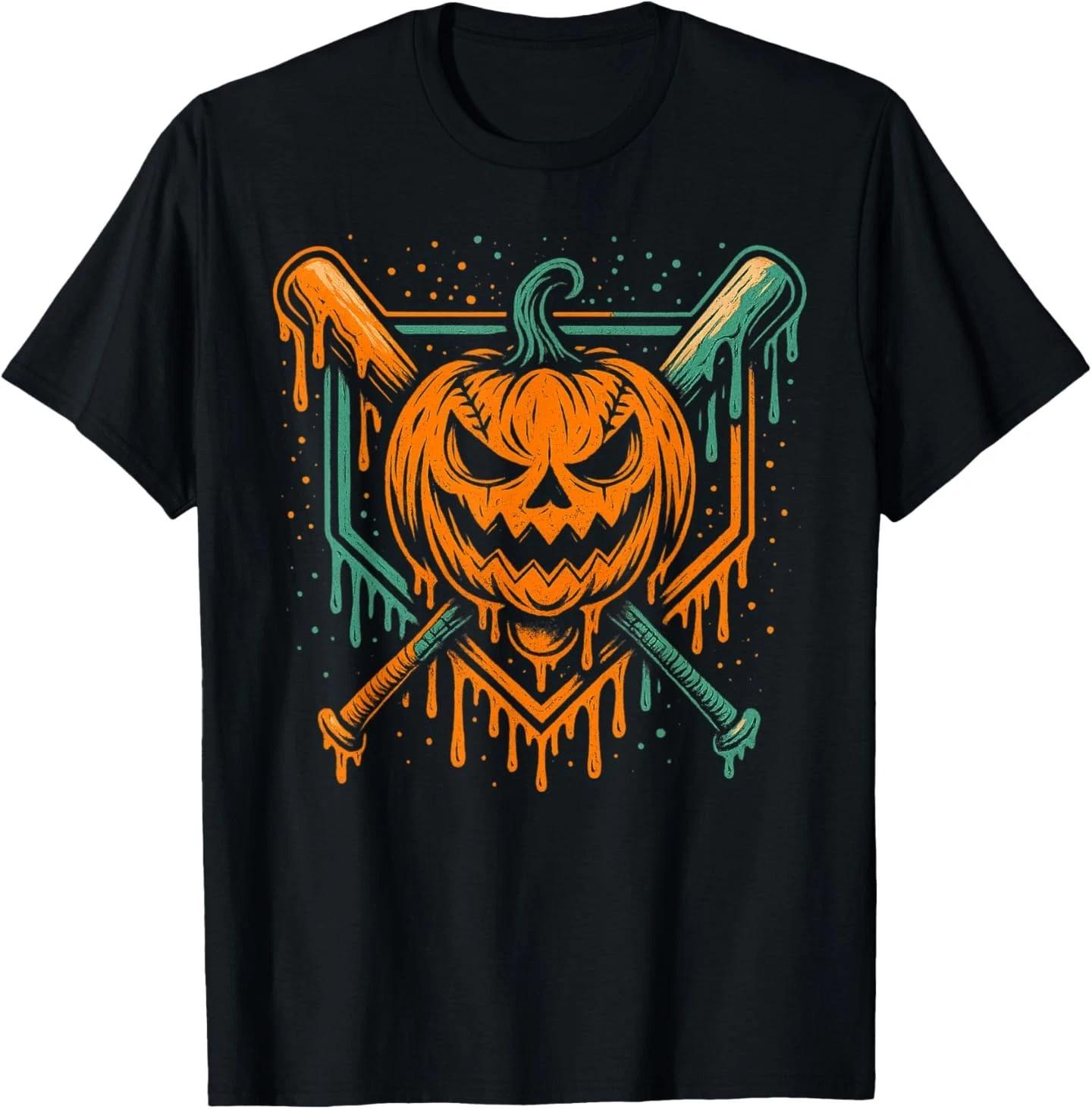 Men Womens Pumpkin Halloween Theme T-Shirt Unisex T-Shirt Streetwear Loose Casual Short Sleeve Holiday Dress Up XXXL