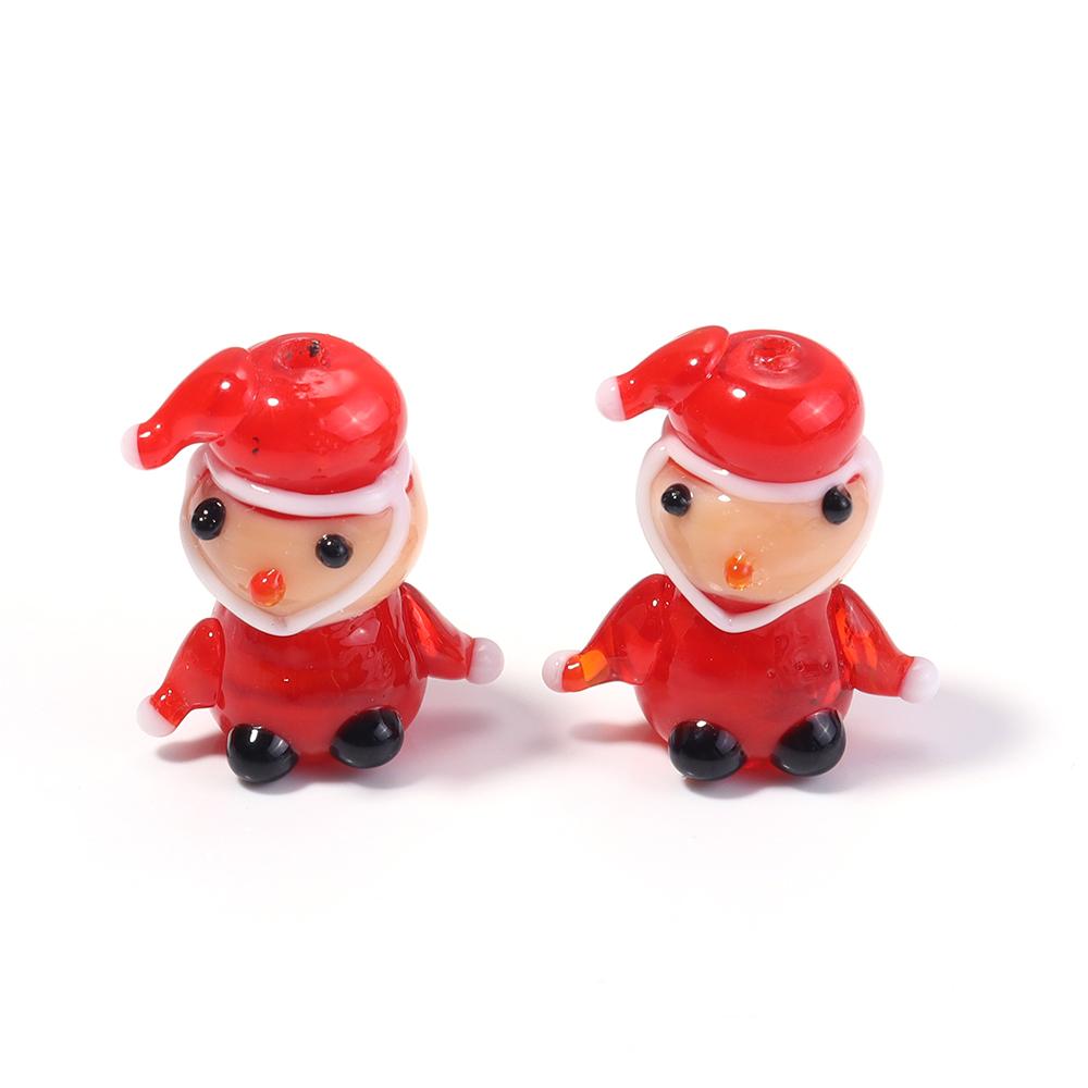 2pcs/lot Christmas Series Lampwork Beads Cute Santa Claus Snowman Xmas Tree Loose Glass Beads For DIY Jewelry Making Accessories