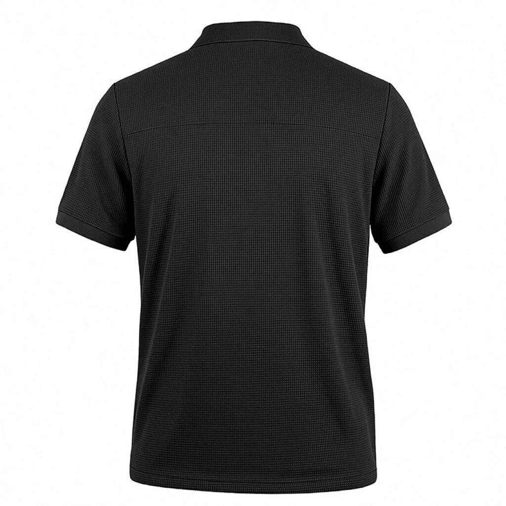 Men's Breathable Waffle Knit Polo Shirt Short Sleeve Button Placket Chest Pocket Loose Fit Summer Tops