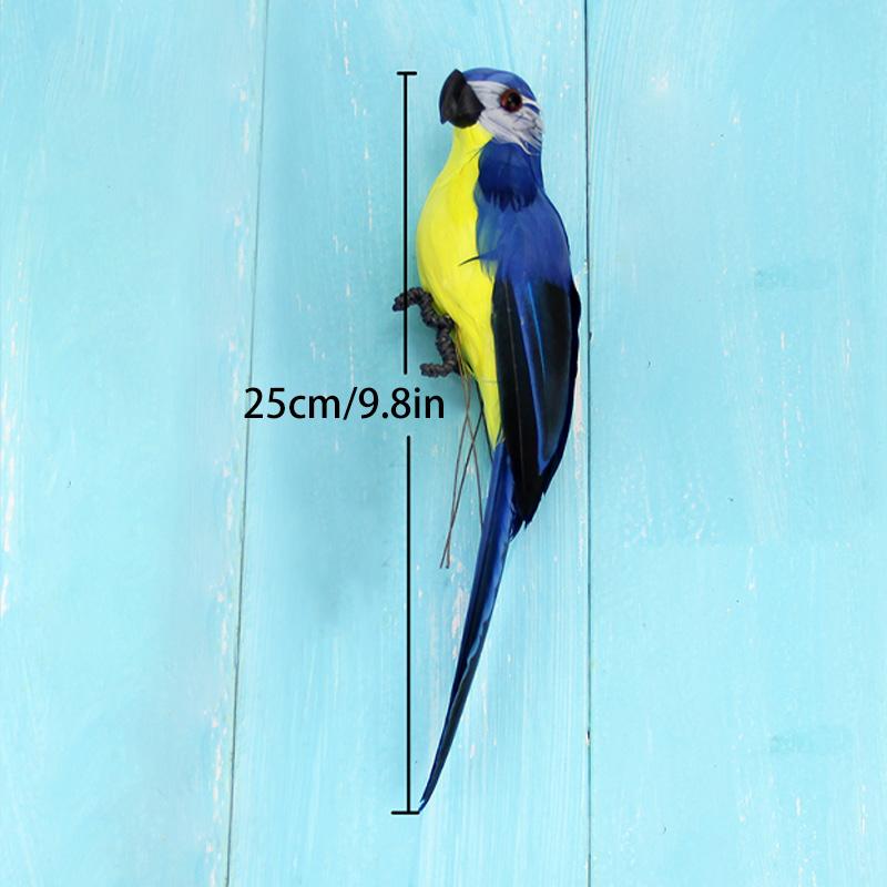 

1 шт., фигурка животного, птицы, пера, сделай сам, креативная, для газона, украшение, ручная работа, садовый реквизит, украшение, имитация попугая 25/35 см 25cm синий