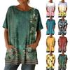 Top casual da donna alla moda a maniche corte con stampa floreale