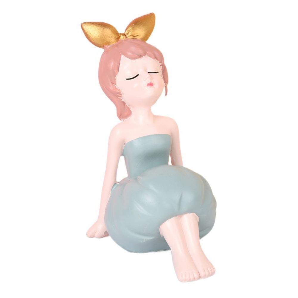 Resin People Sculpture Creative Miniatures Figurine Desktop Ornament Little Girl Statue  Home