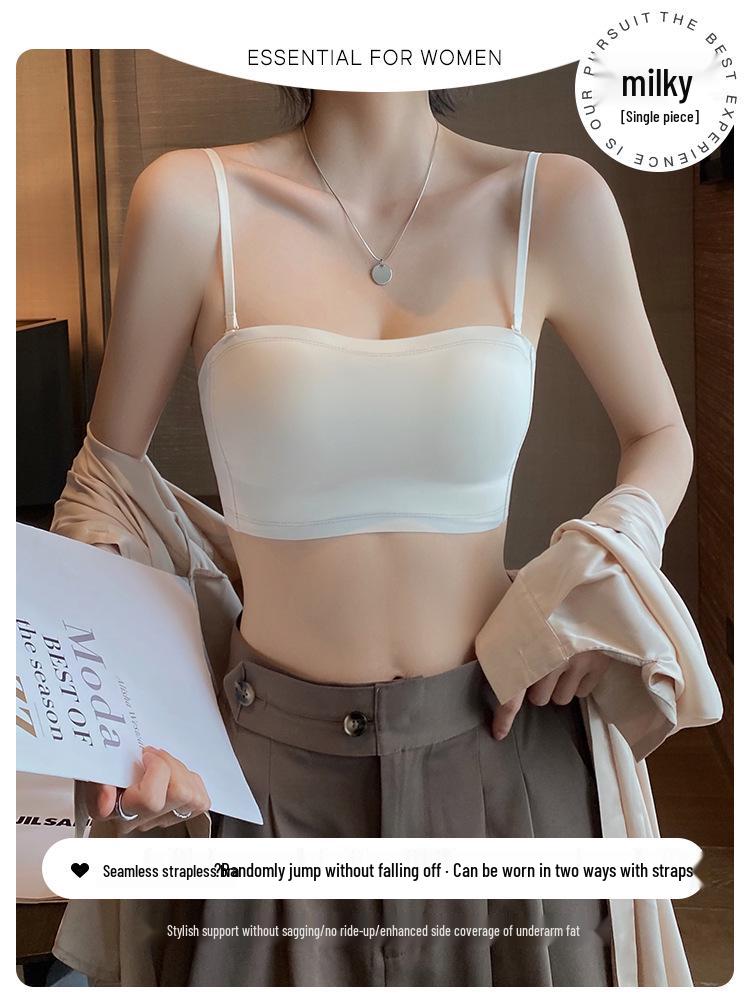 Women's Seamless Strapless Push-Up Bra: Anti-Exposure, Wireless, Sexy U-Back, Ideal for Small Breasts, Summer Thin