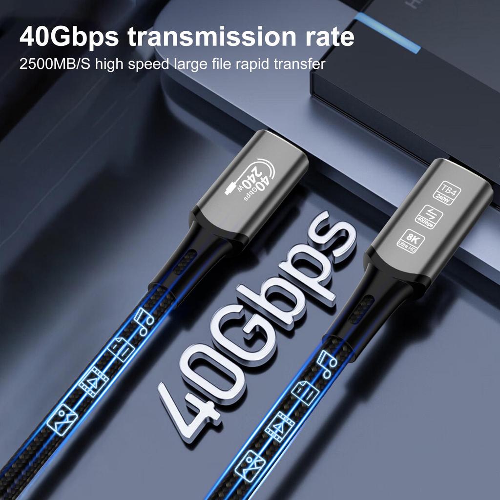 Type-C 8K HD Screen Casting Cable, 40G USB4 Fast Charging, Thunderbolt 4/3 Compatible, 240W
