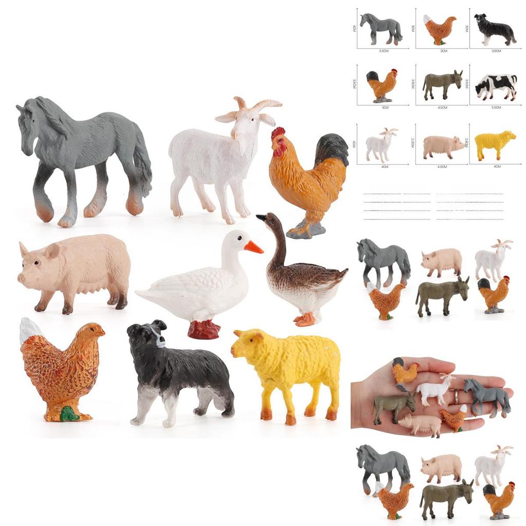 Realistic Farm Animal Figures Pvc Material With Chicken Duck Cow For Kids Educational Toy